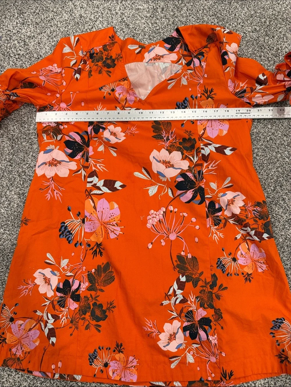 Free People Lover of Mine Orange Floral Botanical V-Neck Tie-Sleeve Mini Dress